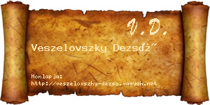 Veszelovszky Dezső névjegykártya