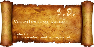 Veszelovszky Dezső névjegykártya